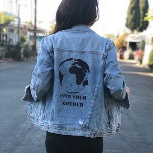 Upcycled Grunge Distressed Hippie Denim Jacket